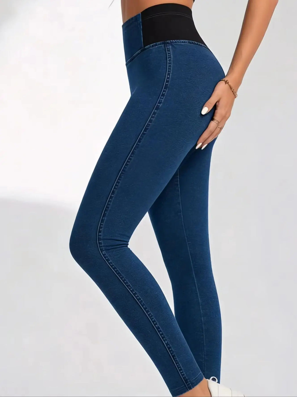 Women's Imitation Denim High Waist Hip Lifting Yoga pants Fashionable Sexy Casual Pants Solid Color Leggings High Elastic Soft