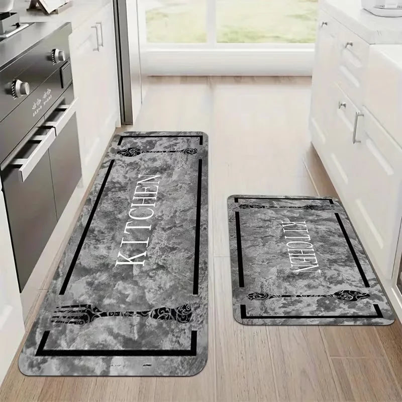 Modern Kitchen Rug Set, Carpet with Marble Texture Pattern, Hallway Rug, Suitable for Bedroom, Living Room, Dining Room, Kitchen