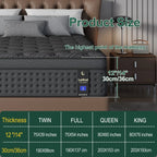LayRoad 12/14Inch Memory Foam Spring Mattress Single/Double/Queen/King Sizes Boxed Mattress Medium Firmness Pressure Relief