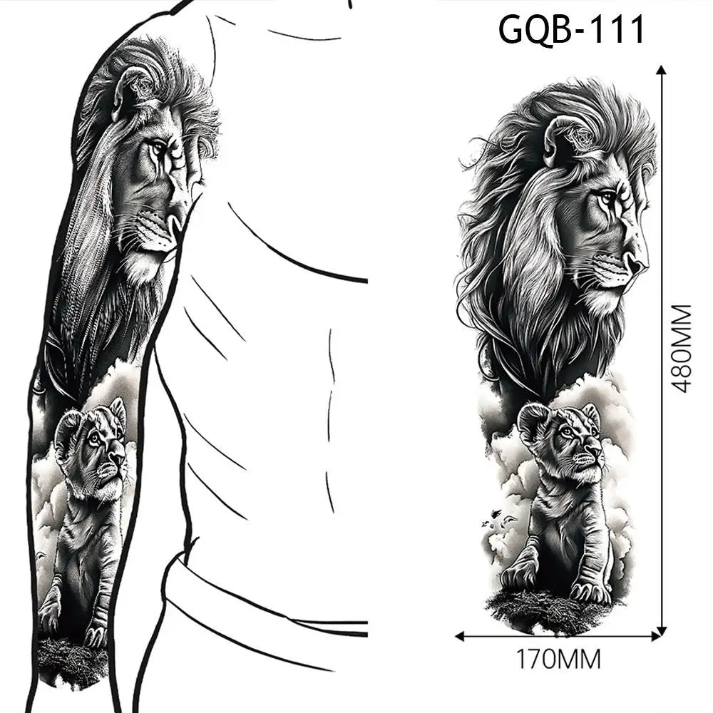 1 PC Temporary Fake Tattoo Colorful Water Transfer Stickers Waterproof Fake Tattoo Lasting Full Leg Arm Decor Body Art Paster