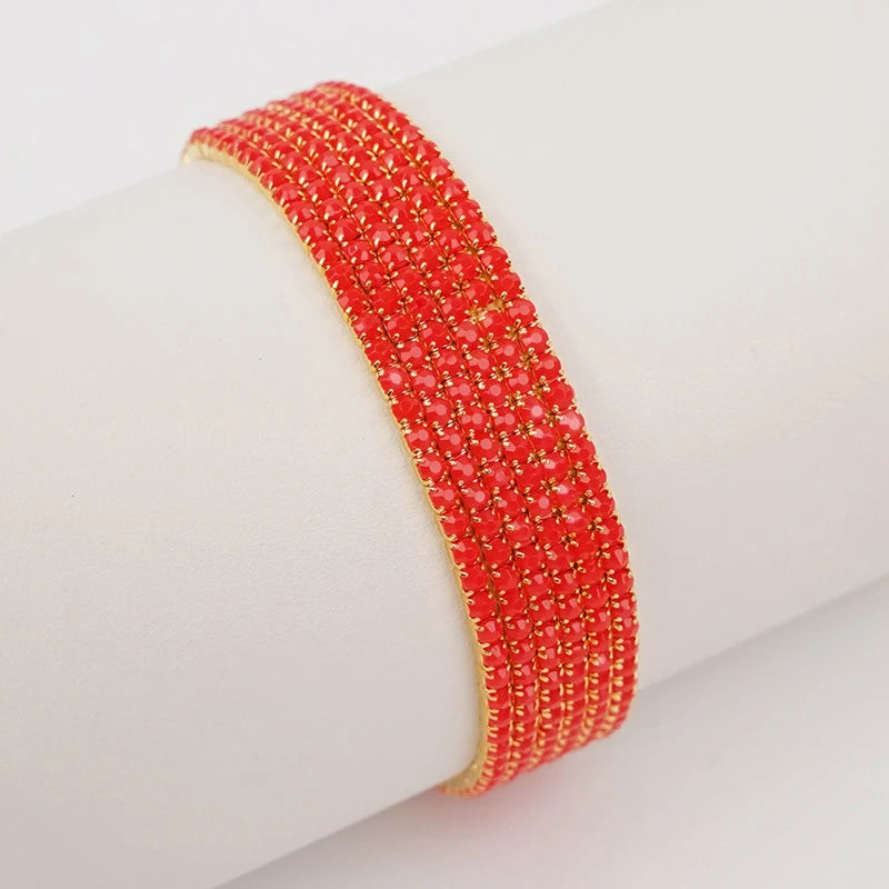 6pcs/set Fashion Acrylic Beads Elastic Bracelet For Women Stretch Stackable Gold Color Bracelets Wristband Daily Female Jewelry