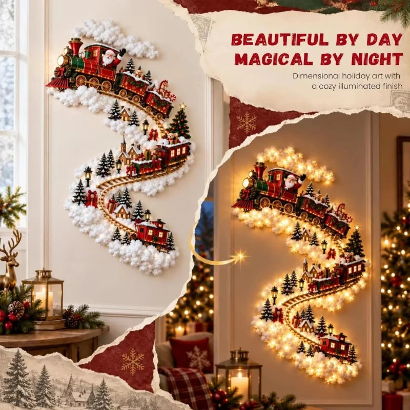 Christmas Magic Trail Wall Light Led Diy Glowing Christmas Scene Santa Sleigh Reindeer Hanging Decoration For Xmas Home Decor