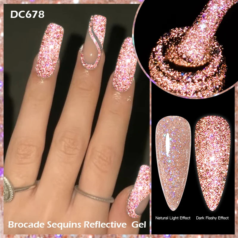 Mtssii 7ML Colorful Reflective Gel Nail Polish Glitter Sparkling Flash Glitter Gel Polish Semi Permanent Varnish Soak Off Nails