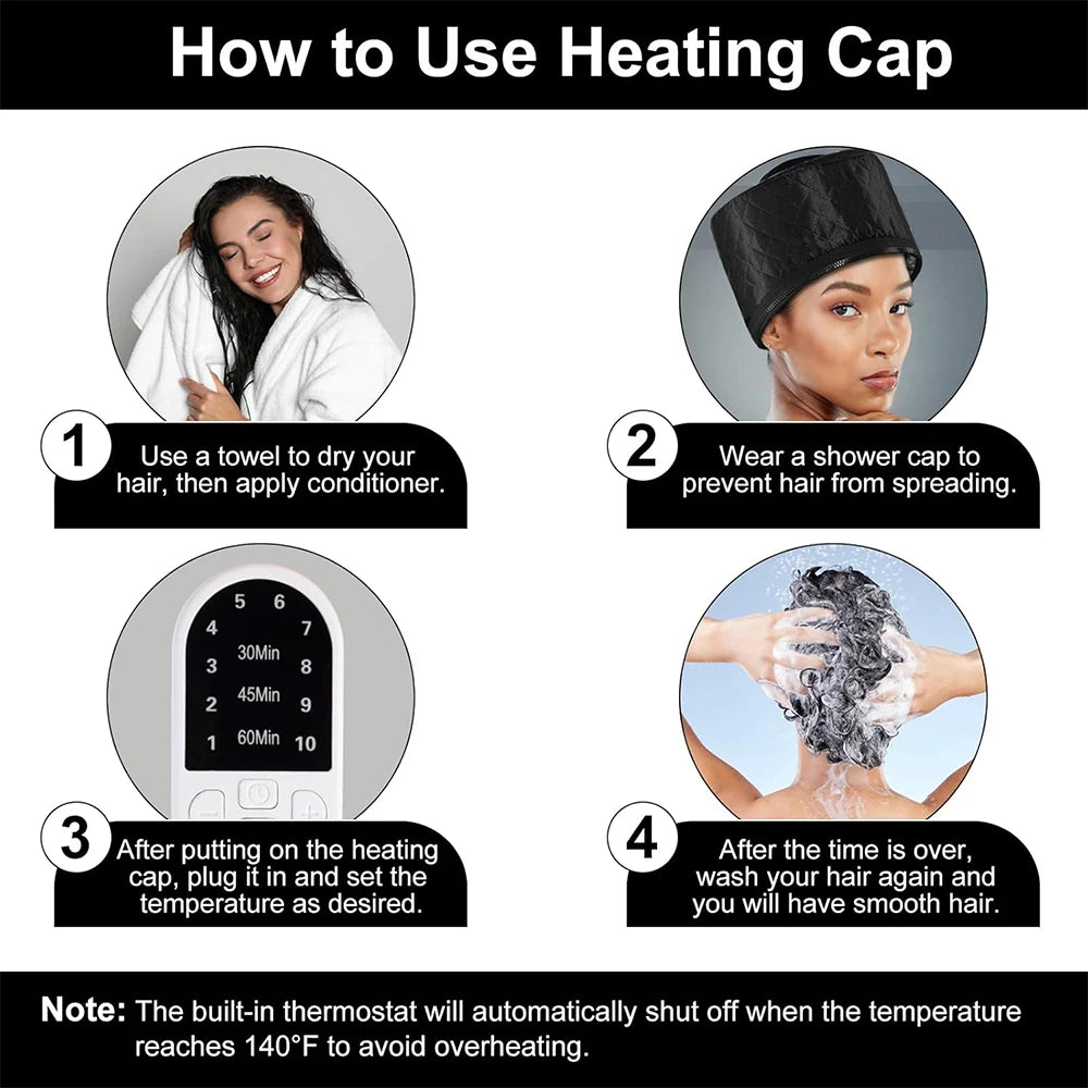 SPA Heat Cap Hair Steamer for Black Natural Hair 10 Level Hair Mask Hair Heating Cap for Hair Treatment Home Use