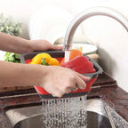 LMETJMA Square Collapsible Colander Silicone Kitchen Foldable Colander  Food Vegetable Fruit Strainers Drainer JT39