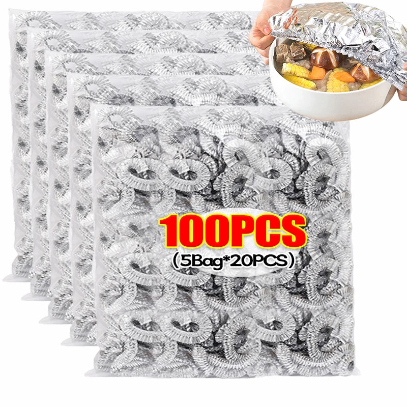 Aluminum Foil Film Food Cover Elastic Disposable Food Grade Covers Fresh-keep Lid Fruit Vegetable Insulation Storage Saran Wrap