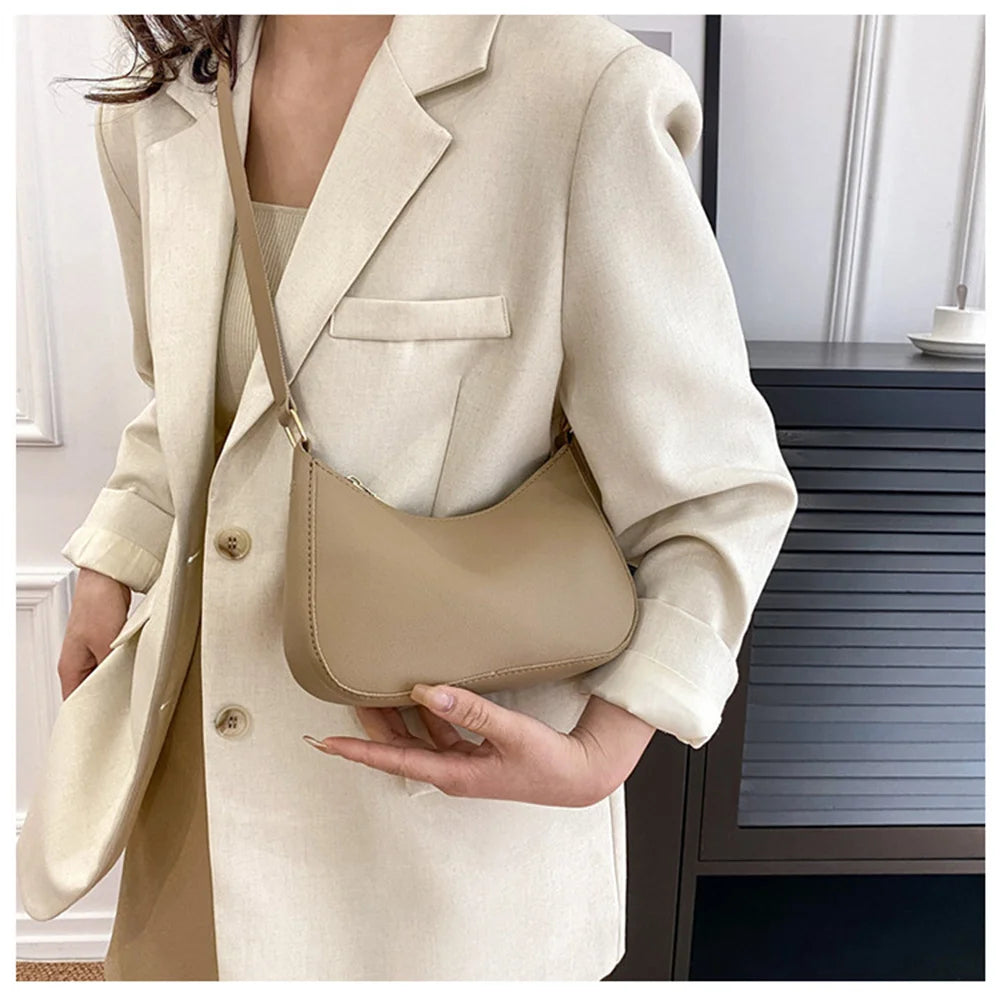 WOMEN'S Bag Underarm Bag  Handbags Retro Solid Color PU Leather Shoulder Underarm Bags Casual Women Hobos Handbags