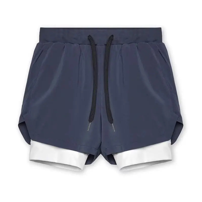 Mens Gyms Fitness 2 in 1 Quick Dry Shorts Summer Running Bodybuilding Jogging Casual Short Pants Workout Male Basketball Bottoms