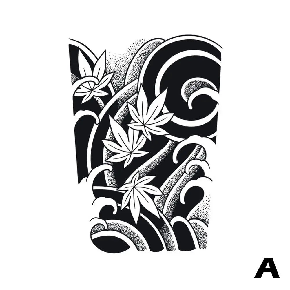 Snake Dark Semi-permanent Juice Herbal Tattoo Sticker Full Arm Gear Death Flower Leg Waterproof Fake Tatto Lasting Art Men Women