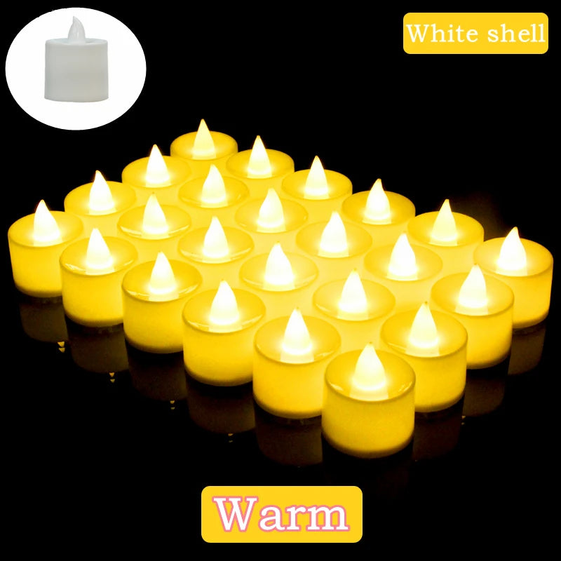 24/50Pcs Flameless Flickering LED Candles Light Warm Light With On/Off Switch Battery Powered For Wedding Christmas Home Decor