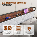 JHK King Size Soft Pack Heavy Duty Metal Bed Frame with Headboard Charging Station 1100lbs Capacity Easy Assembly For Bedroom