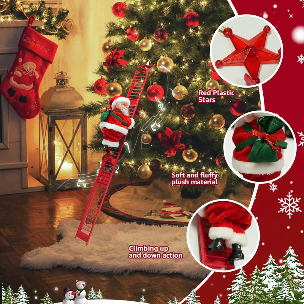 Christmas Electric Santa Claus Climbing Bead Toy Decoration for Children Gift Mall Display Holiday