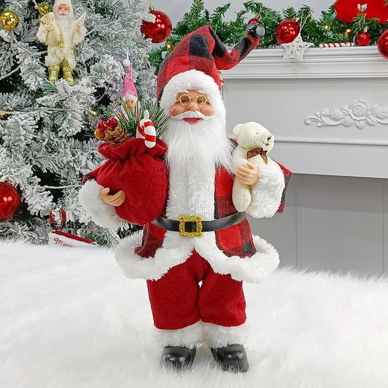Christmas Theme Home Decorations Santa Claus doll Decoration Supplies 30 cm Standing Santa Claus