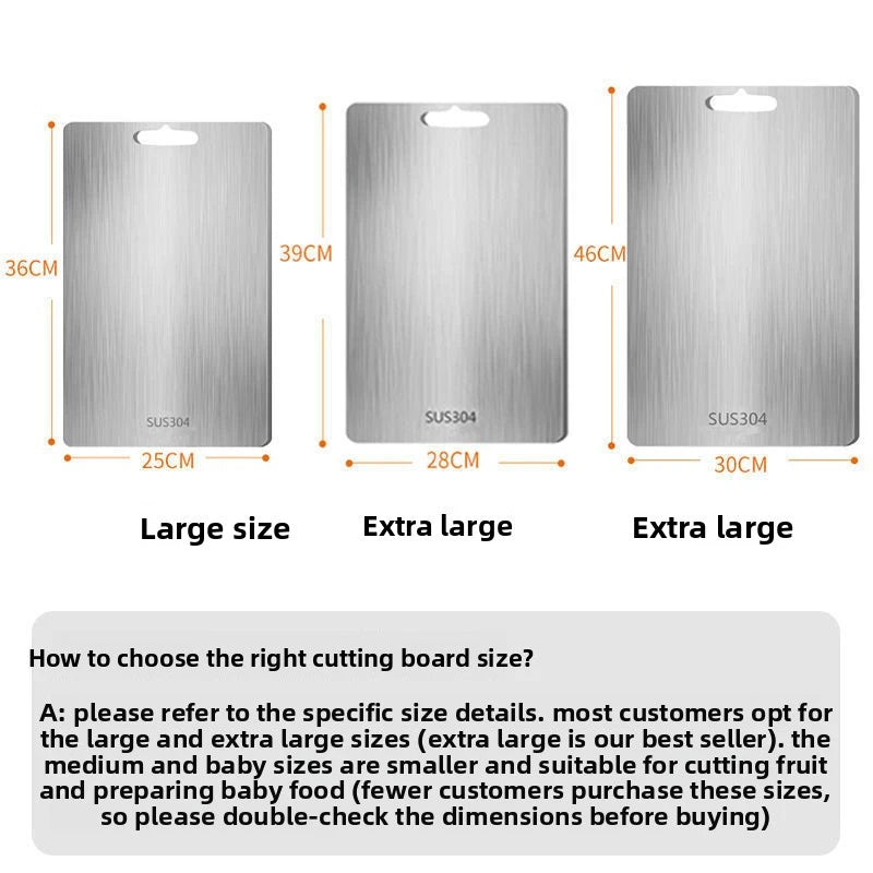 304 Stainless Steel Thickened Cutting Board Antibacterial Mildew-proof Kneading Dough Board Kitchen Fruit vegetable