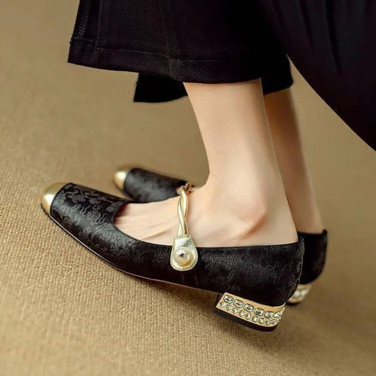 Shoes for Woman 2025 Flats Formal Women's Summer Footwear Low Heel Elegant Moccasins Flat Pointed Toe Non Slip on Promotion E 39