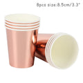 Rose Gold Disposable Tableware Diamond Pattern Paper Cups Plates Straws Table Decoration Wedding Birthday Party Supplies