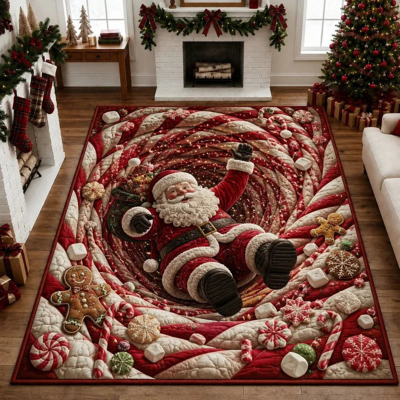 VIKAMA3D Santa Claus Rug Soft and Slip-resistant Living Room Sofa Mat Bedroom Game Room Rug Merry Christmas Home Decoration