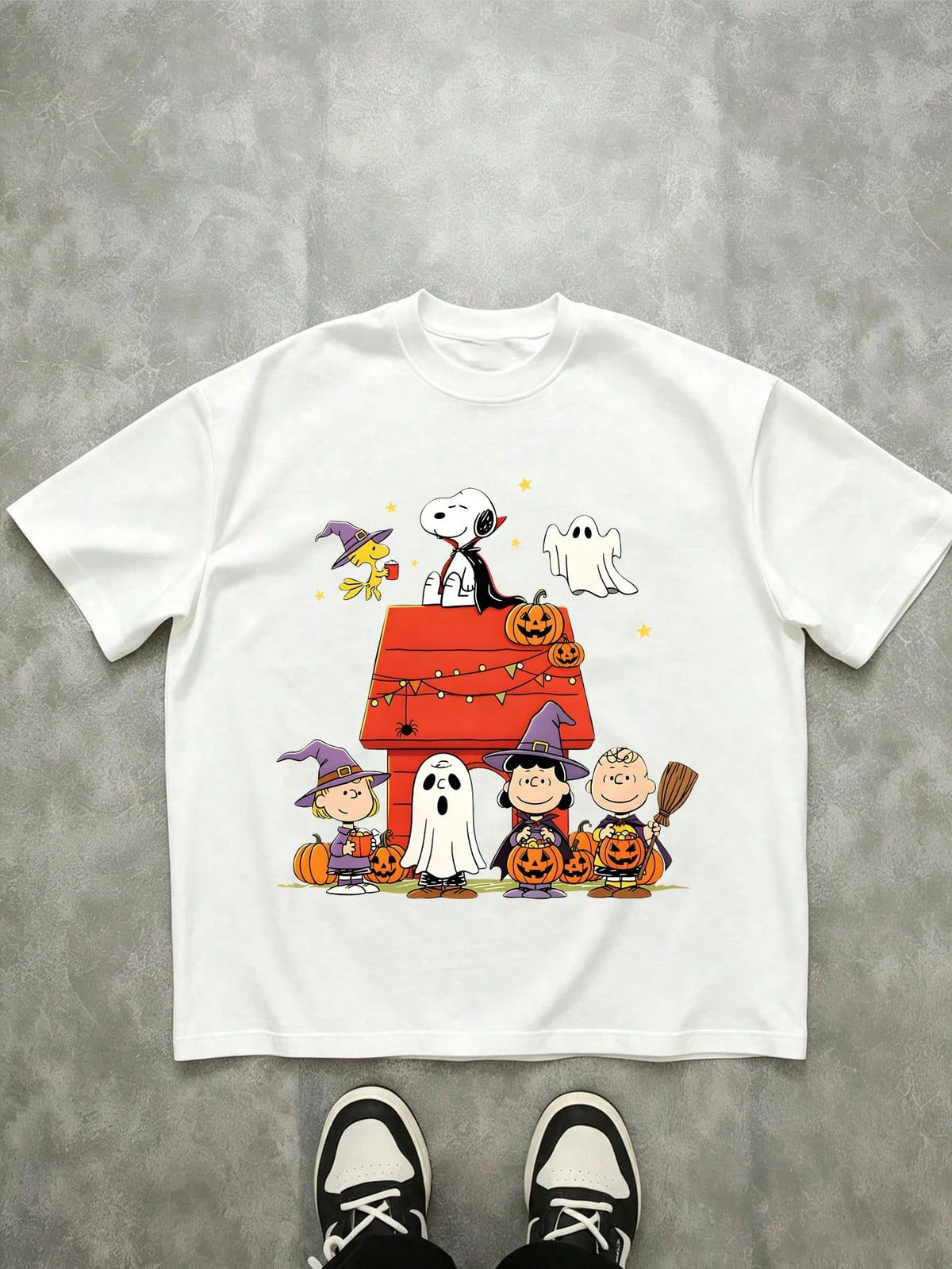 Halloween Snoopy Pumpkin Print Summer Short Sleeve T Shirt Unisex Adult Kids Casual Outfit For Boys Girls Summer Daily Wear