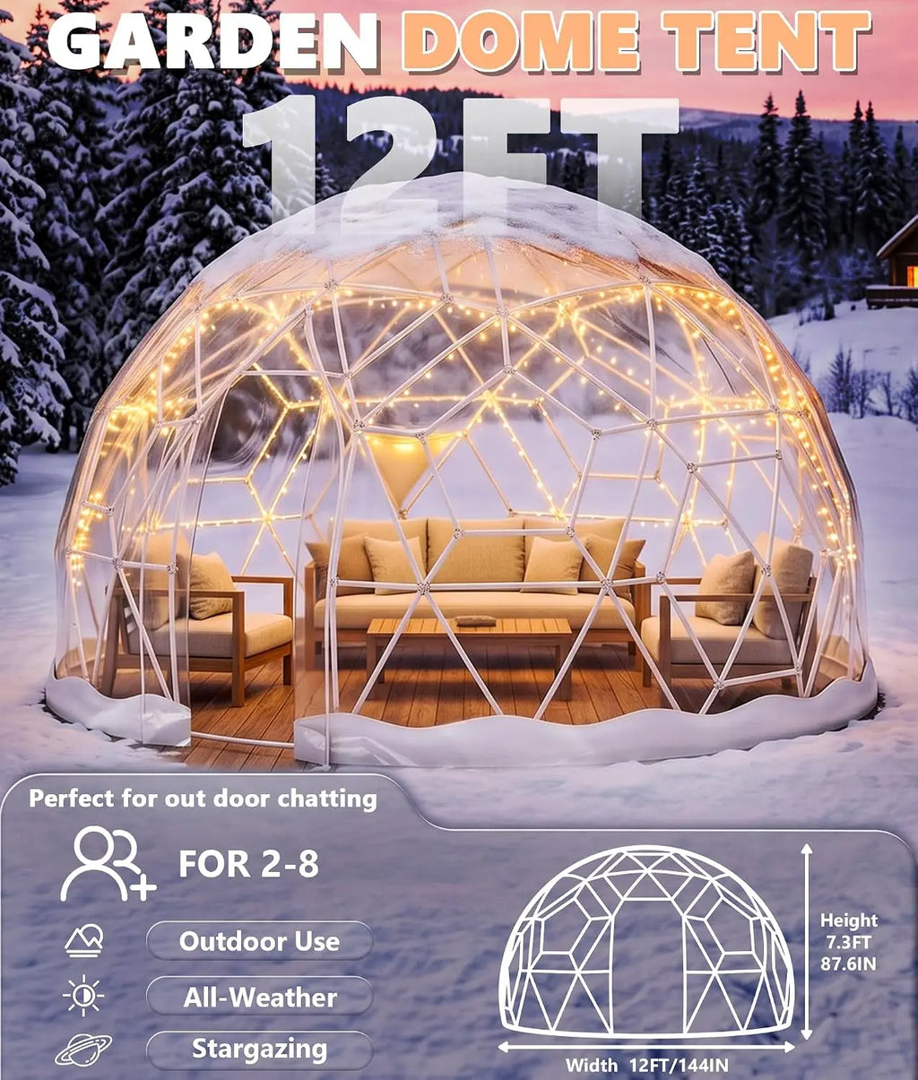 Dome Tent for Garden , Geodesic Dome Greenhouse with TPU Clear Cover, Waterproof Garden Bubble Dome Tent House with, Customized