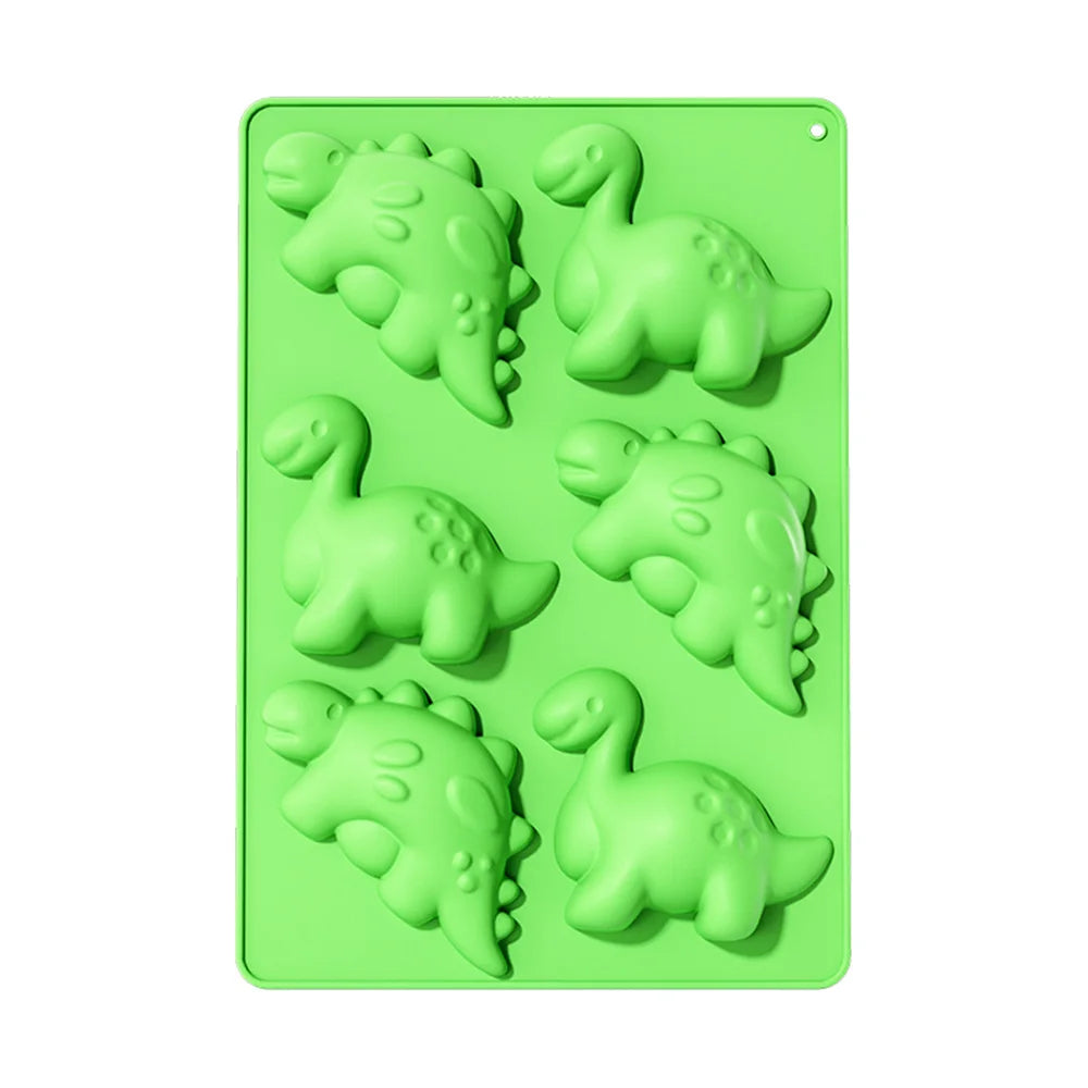 Silicone 6 Cavities Dinosaur Jello Molds for Chocolate Dinosaur Soap Molds for Baking Dessert Cupcake Topper Cake Decoration