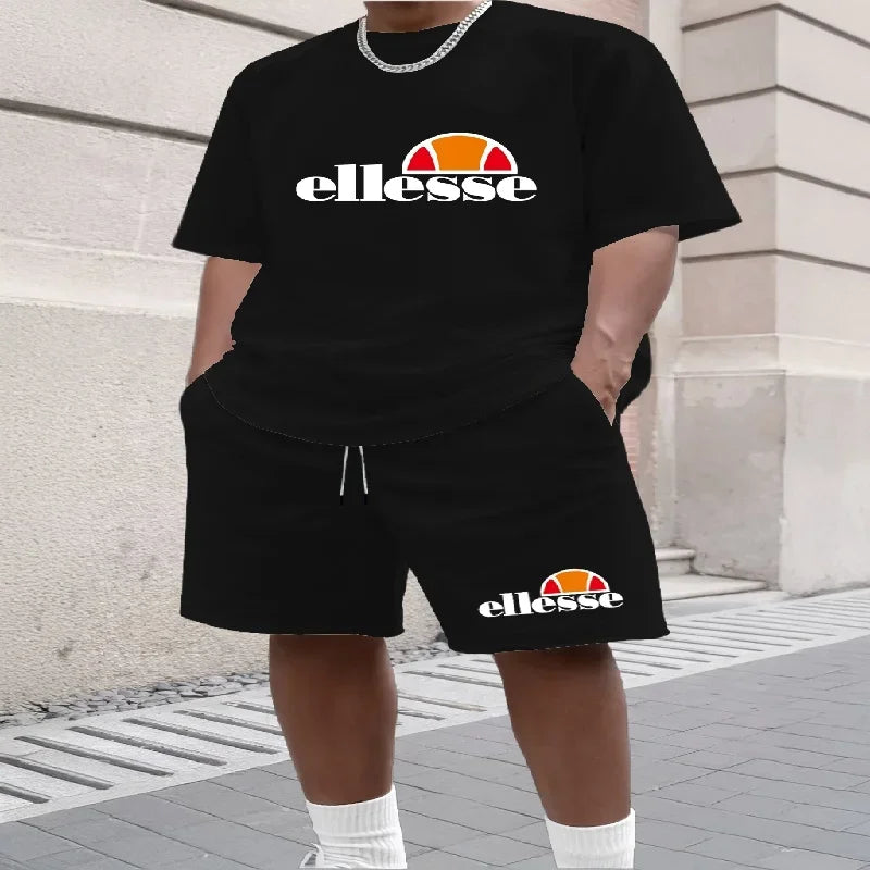 New men's summer short sleeved T-shirt set fashion two-piece sportswear casual shorts sportswear men's sportswear set