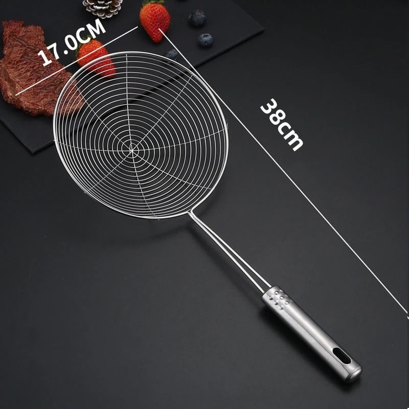 1/3pcs Spider Strainer Oval Skimmer Stainless Steel Filter Mesh with Handle for Kitchen Frying Food Pasta Spaghetti Cooking Tool