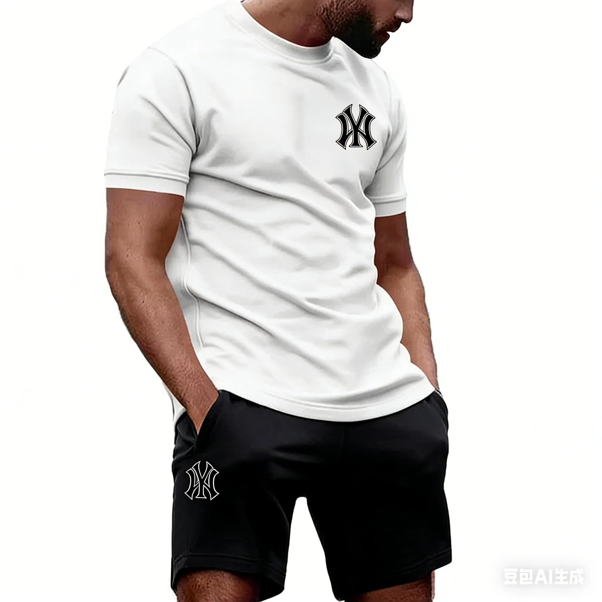 2026 hot men's two-piece sportswear short sleeved T-shirt and summer running fitness sportswear quick-drying
