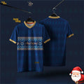 Christmas V-neck Short Sleeve T-shirt For Men Funny Festival Stripe Popular Short Sleeve Tee Shirt Merry Christmas New Year 2026
