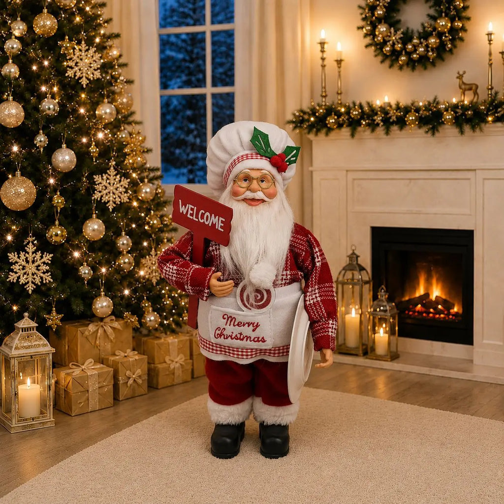30cm Standing Santa Claus Doll Figurine Christmas Decorations For Home Tabletop Ornaments New Year Navidad Kids Gift Party Decor