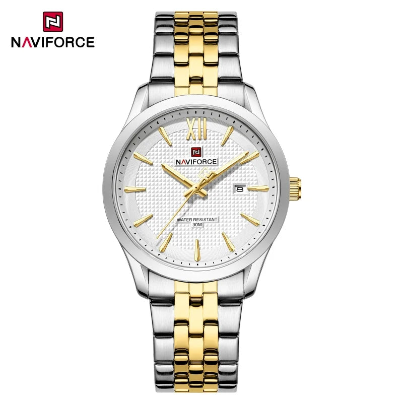 New Style NAVIFORCE Men's Stainless Steel Band Date Calendar Feature for Active Luxury Sports Watch 30m Waterproof Male Gifts