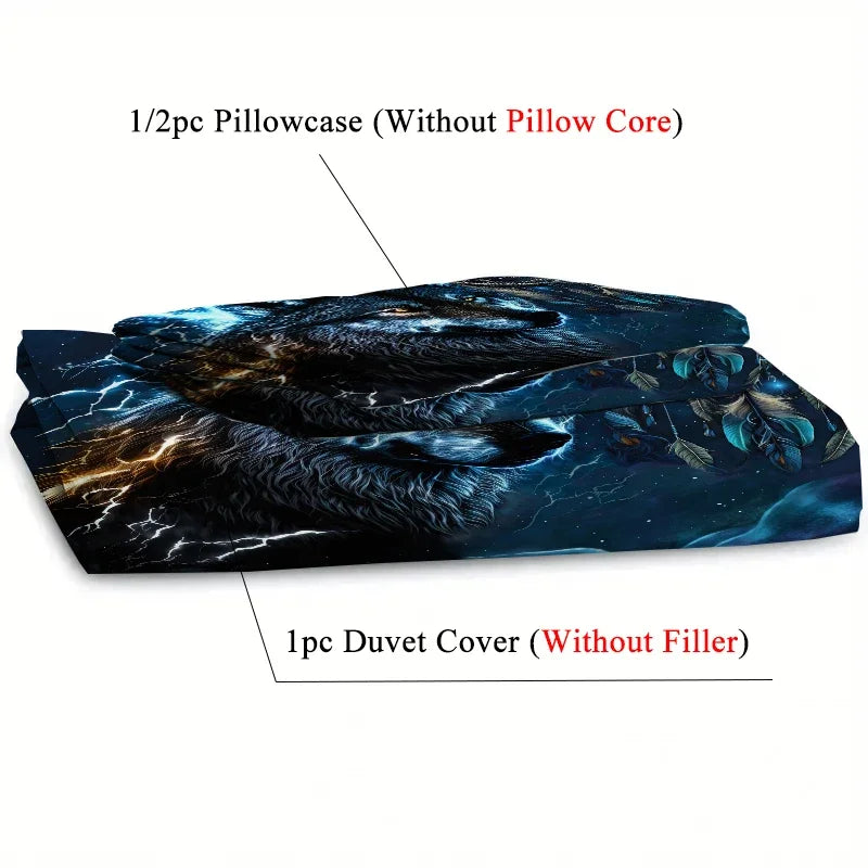 Quilt Cover 3D Printed Cartoon Anime Wolf Duvet comforter 100% Polyester Soft and Comfortable Night Sky Bedding Sheets sets