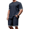2026 Men's Summer Tracksuit Solid Loose Casual Round Neck Short Sleeve T-shirts Shorts Two Piece Sets for Men Gym Clothing Sets