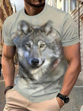 Men 3D Graphics Wolf Print T-Shirts Summer Oversized Causal Tees Fashion Tiger Pattern Fitness Short Sleeve O-Neck Tops Clothing