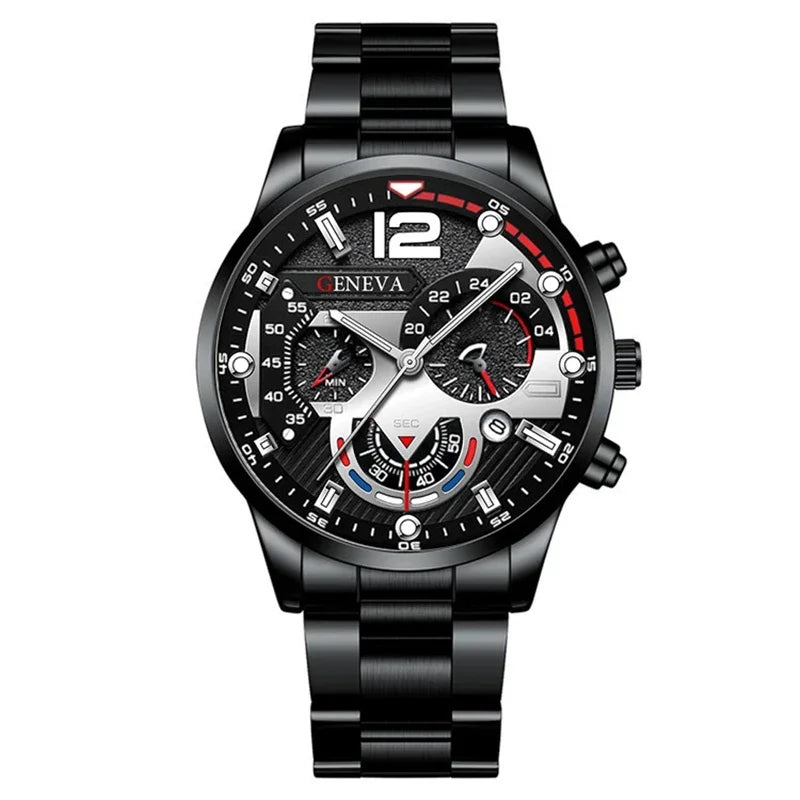 NEWFashion Mens Stainless Steel Watches Luxury Quartz Wristwatch Calendar Luminous Clock Men Business Casual Watch Reloj Hombre