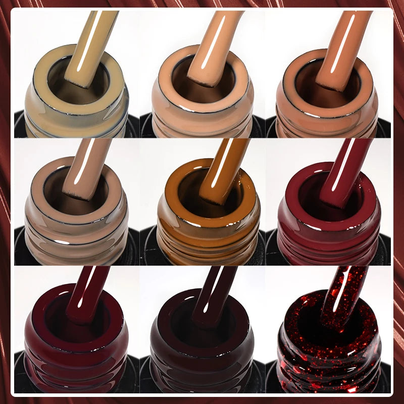 7ml Coffee Brown Gel Nail Polish Autumn Winter Nail Art Gel Varnish Semi Permanent Nail Supplies DIY Manicure Hallowee Nails