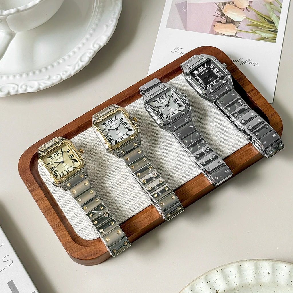 SUNLIFEX New Fashion Square Watch Women Quartz Wristwatch Stainless Steel Strip Female Roman Scale Watches Clock Gift Relogio