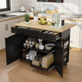 47.2 Inch Rolling Kitchen Island With Drop Leaf, Charging Station, Locking Wheels, Pull-Out Shelves, Drawers, Spice Rack & Storage