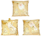 Christmas Gold Embroidered Cushion Cover Snowman Elk Santa Claus Three-dimensional Embroidered Pillowcase Holiday Home Decor