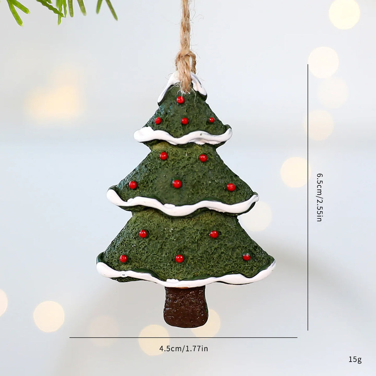 2026 Xmas Tree Pendant Cartoon Painted Santa Claus Elk Bear Christmas Stocking Resin Pendant Christmas Party Decorations 1pc