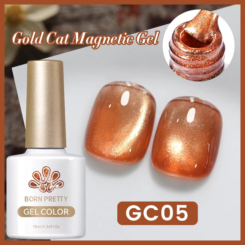 BORN PRETTY 10ml Cat Magnetic Gel Sparkling Semi Permanent Soak Off Manicure UV Gel Nail Art Varnish Autumn Winter Gel Nails