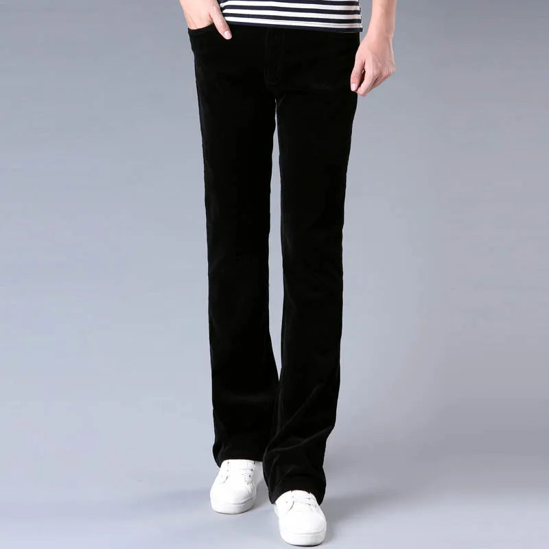 Corduroy Flare Pants  Men  Bell Bottom Boot Cut Trouser Men Classic Autumn Flared Pant Men Pantalon Homme Black White Khaki