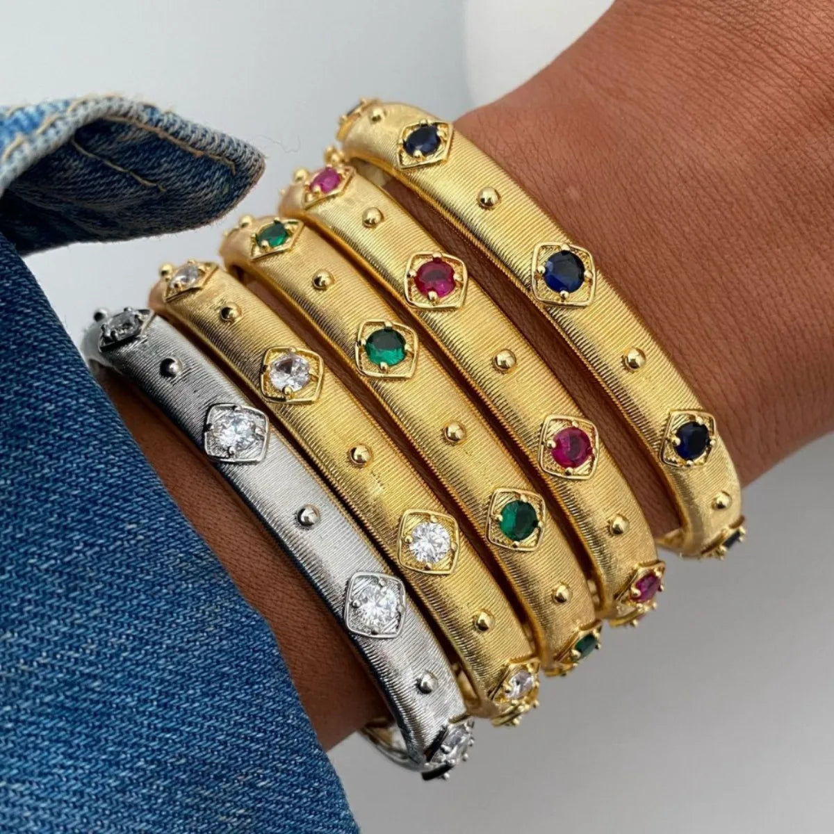 European and American New Style Palace Retro Brushed Diamond-Studded Open Bracelet for Women Exquisite Versatile Bangles