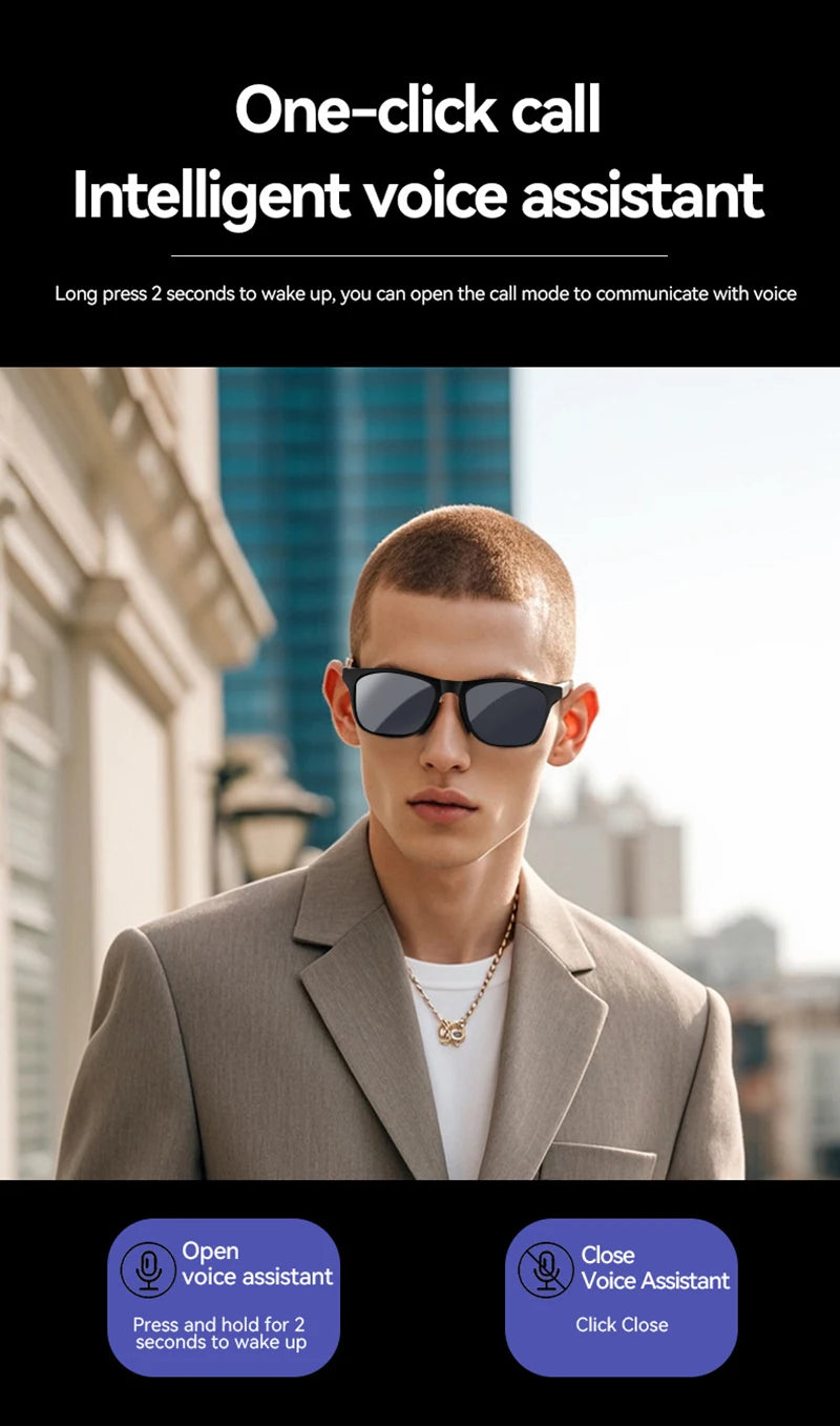 8K Camera AI Smart Glasses Touch Control Photo Recording Translator Voice Assistant Music Wireless Bluetooth Sunglasses