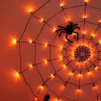 Giant Luminous LED Spider Web String Lights with Plush Spider, Creepy and Spooky Window Haunted Halloween Decorations