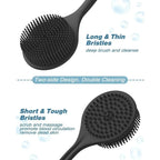 Soft Silicone Body Scrubber Back Brush Bath Shower Brush with Handle Exfoliating Back Scrub Skin Massager Body Care Bath Supplie