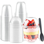 50pcs Pudding Cups Wiht Lids Plastic Boxes Ice-Cream Mousse Dessert Picnic Party Packing Dessert Cups with Lid
