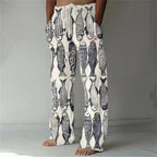 Loose And Casual men's New Bamboo Leaf 3D Printed sweatpants, Versatile And Fashionable Pocket Drawstring Sports Pants
