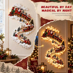 Christmas Magic Trail Wall Light-LED Glowing Christmas Scene Wall Decoration,Santa Sleigh Reindeer Hanging Decoration for Party