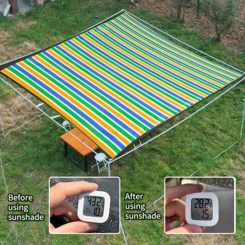 1pc Sun Shade Net - 1pc High-Density Breathable Mesh for Patio/Garden/Carport, Cooling Canopy Stripes All Weather Durability ﻿