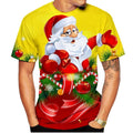 2026 Fashion Men's Merry Christmas T-Shirt Blue Xmas Tree Snowflake Graphic Crew Neck Short Sleeve Holiday Party Casual Tee Tops